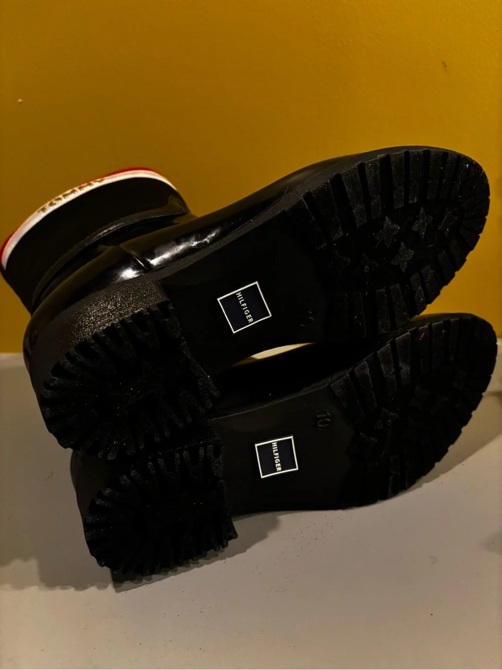 Tommy Hilfiger Black Rain Boot with Red & White Accent(HH)